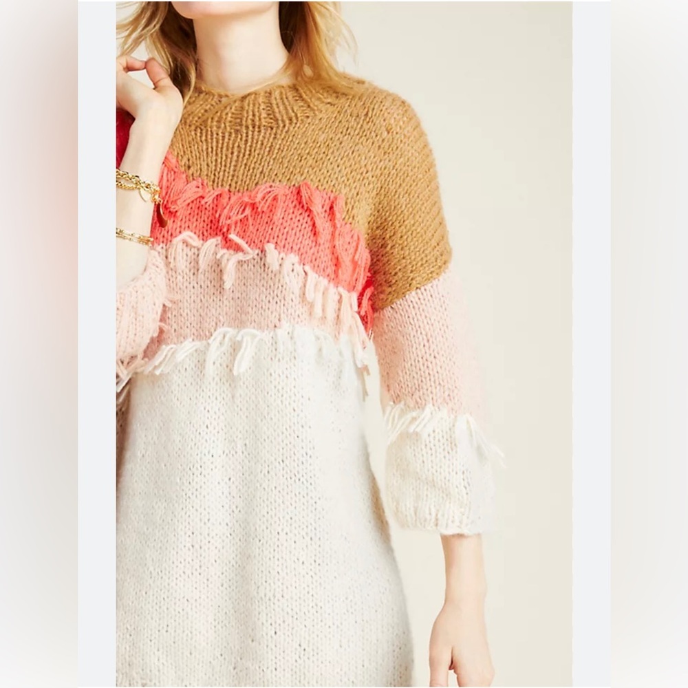 Veroalfie Mohair Wool Blend Marlene Fringed tunic Sweater